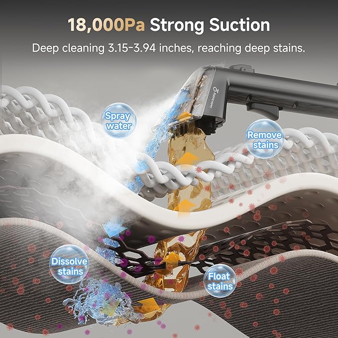 Uwant Carpet Cleaner Machine with Steam&ampHot&ampCold Water System 18Kpa Powerful Suction Upholstery Cleaner Machine with Pet Pro Cleaner for Pets Carpet Steam Cleaner Set of 1
