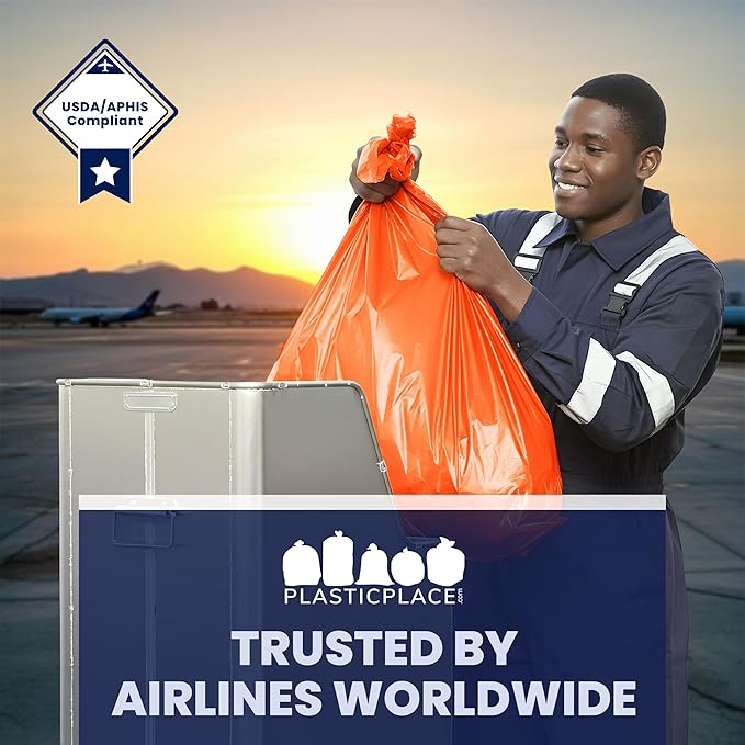 Plasticplace 42 Gallon Trash Bags |3.0 Mil | Orange Heavy Duty Contractor Trash Bags | 33 x 48 50 Count (Pack of 1)