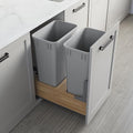 Dowell Double 50Qt Undermount Trash Pull-Out Waste Container with Full Extension Soft-Close Slides Bottom Mounted Face Frame/Frameless Min. Cabinet Opening: 15-1/2 Inch Wide-4008 0218 50