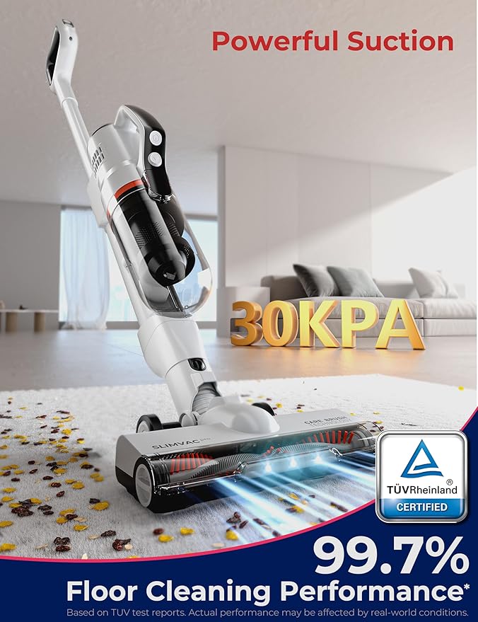 Roomie Tec SlimVac Pro Cordless Vacuum Cleaner for Home - 2200mAh Battery High Suction Power Lightweight Detachable Handheld with HEPA Filter – Multi-Surface Cleaning for Carpets Hard Floors Cars