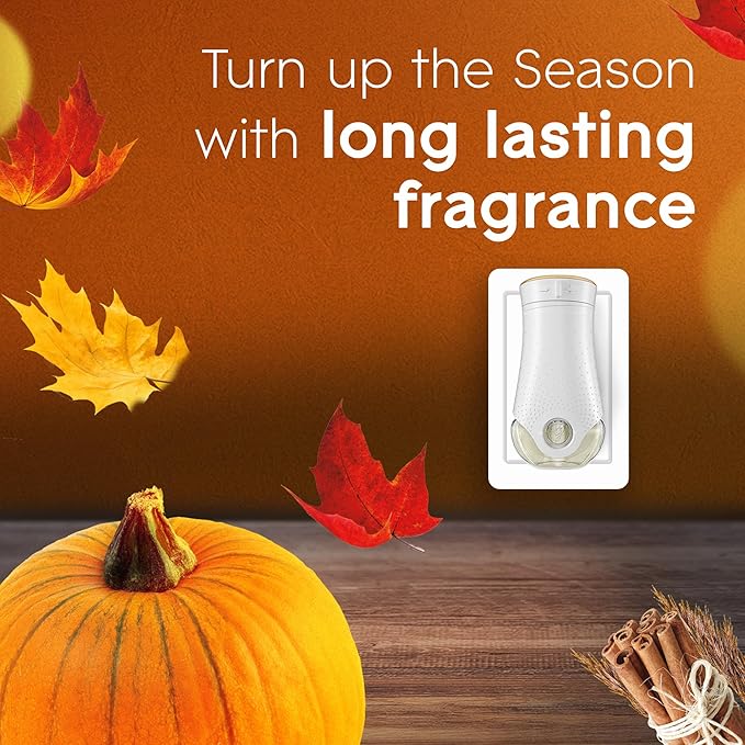 Glade PlugIns Refills Air Freshener Scented and Essential Oils for Home and Bathroom Golden Pumpkin &amp Spice 3.35 Fl Oz 5 Count