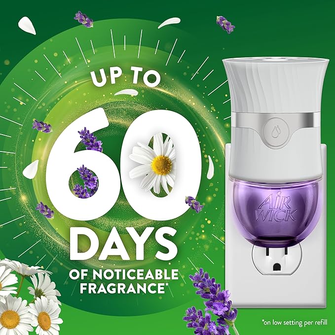 Air Wick Plug in Scented Oil Starter Kit2 Warmers + 6 RefillsLavender &amp ChamomileEco FriendlyEssential OilsAir Freshener(Pack of 2)