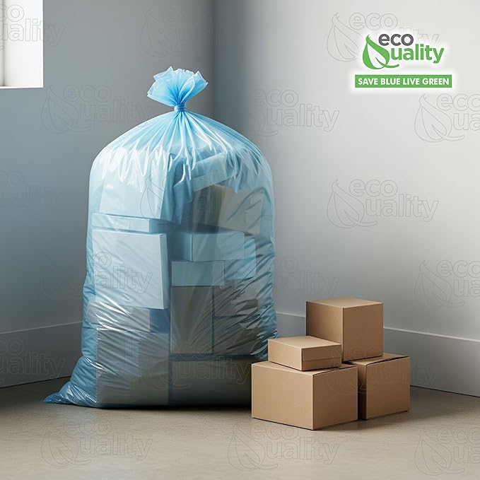 46 Gallon Heavy Duty Large Blue Recycling Trash Bags [40 PACK] -Blue Yard Trash Bags Great for Aluminum Glass bottles and Landscaping Bag Recycling Garbage Bags 2 Mil (46 Gallon - 40 Count)