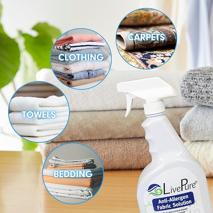 LivePure Anti-Allergen 32 OZ Fabric Spray for Household Surfaces 2 Pack