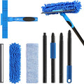 VITEVER Professional 69'' Window Squeegee Cleaner Tool with Extension Pole 2-in-1 Squeegee for Window Cleaning Kit with Scrubber and Rotating Head 1 Blade 2 Scrubber