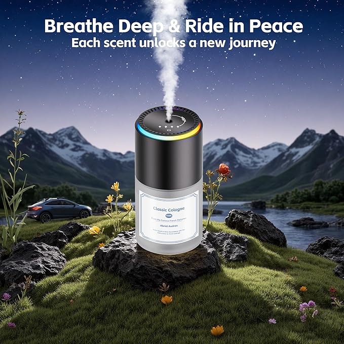 Car Air Freshener Smart Car Air Freshenercar Diffuser with 150 ML (5oz) Capacity Multi-fragranceRGB Music Syncing Light Auto On/Off (Cologne)