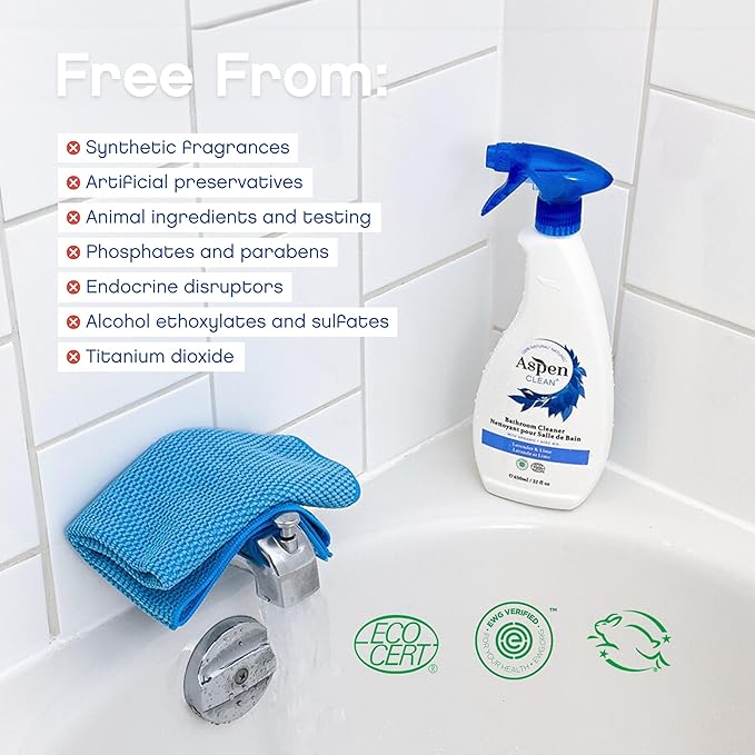 AspenClean | Bathroom Spray Cleaner | Eco-Friendly Cleaner for Hardwood Laminate Stone &amp Ceramic | Non - Toxic | 100% Natural | EWG Verified | Pack of 2