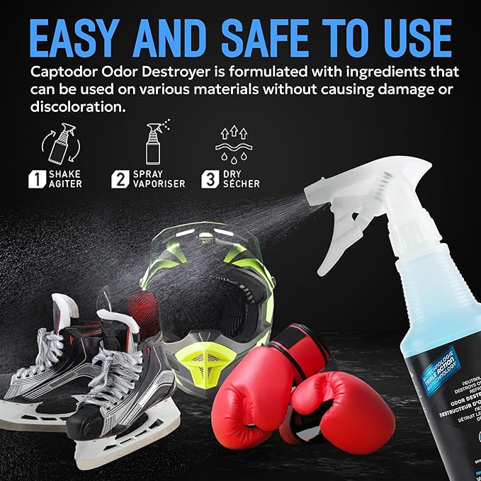 Sports Odor Destroyer Spray (2 x Bottles of 16.9oz / 500 ml) Sports Gear Odor Eliminator &amp Deodorizer Spray - Neutralizer &amp Refresher Spray For Protective Equipment Sportswear &amp Outdoor