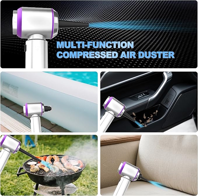 Handheld Car Vacuum Cordless 22000PA Strong Suction Mini Vacuum Cleaner with 100000 RPM Brushless Motor 4-in-1 Portable Vacuum for Car Detailing Camping Home &amp Gift Silver Purple
