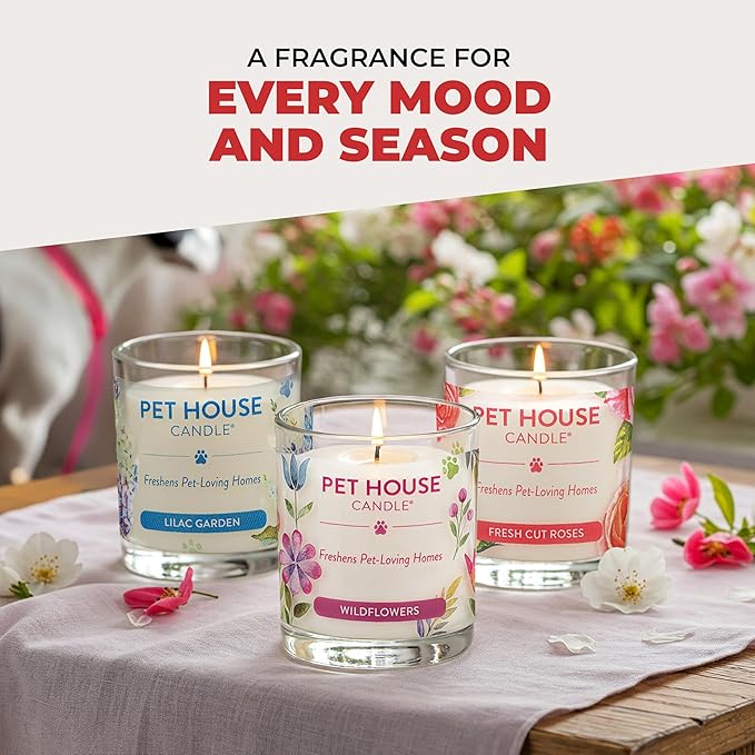 Pet House Scented Candle Plant Based Pet Odor Candle Clean Burning Long Lasting for Home Holidays Fur All