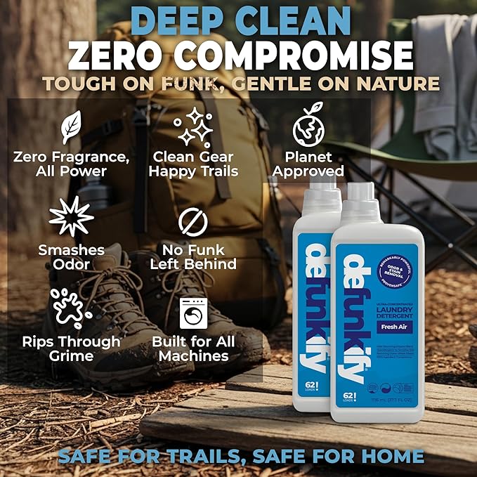 Laundry Detergent 124 Load. Crisp Clean 'Fresh Air' Essential Oil Liquid Laundry Detergent Washing Soap for Sensitive Skin. ProvenSafe™ Cleaning Supply w/Odor &amp Stain Remover for Outdoor Gear