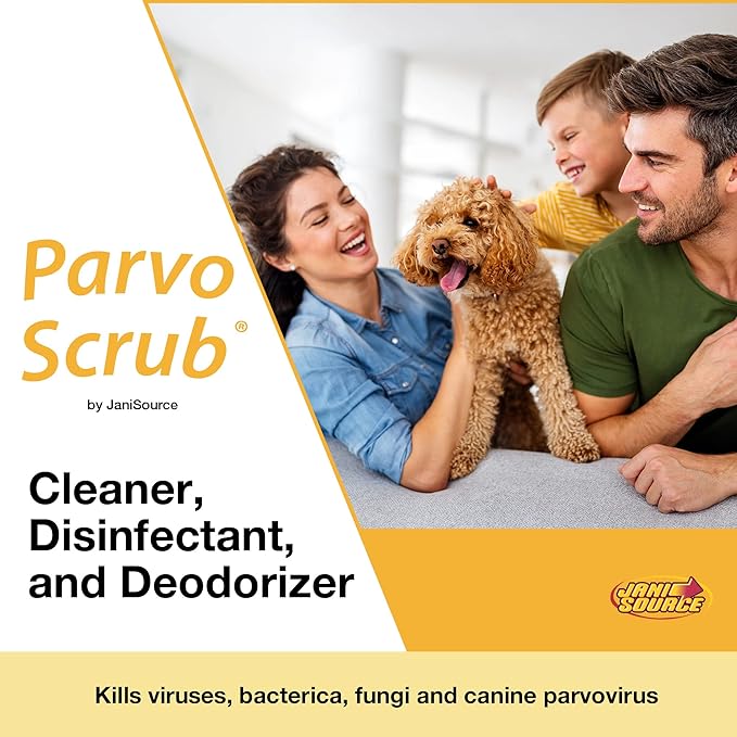 ParvoScrub Veterinary &amp Kennel Disinfectant Cleaner &amp Deodorizer Bundle (1 Concentrated Gallon and 2-32 Ounce Bottles)
