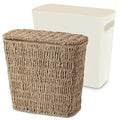 Wicker Waste Basket with Lid and Liner Woven Seagrass Trash Can Bathroom Trash Can Boho Garbage Wastebasket for Bedroom Home Living Room Office Kitchen 2.5 Gallon