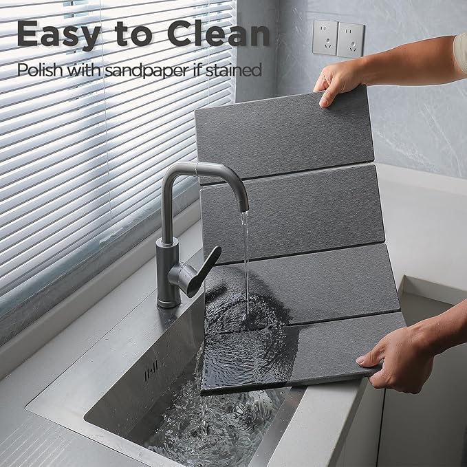 2PCS Stone Drying Mat for Kitchen Counter Stone Dish Drying Mat - Diatomite Water Absorbing Drying Stone for Kitchen Counter Mat Quick Dry Stone Mat Kitchen for Cups Dishes Bottles.