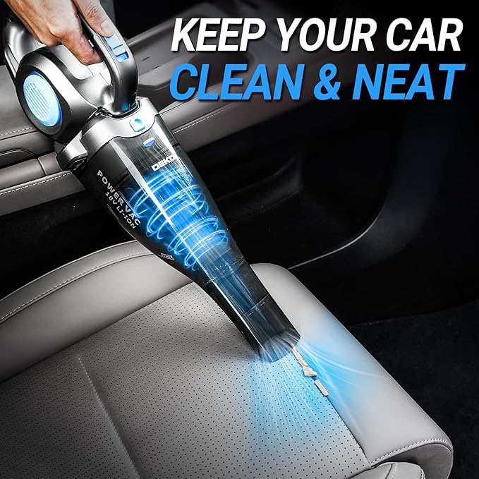 DEKOPRO 22V Upgraded Handheld Vacuum – Cordless &amp Rechargeable Car Vacuum Cleaner with LED Light Strong Suction Mini Vacuum for Pet Hair &amp Dust Includes Multi Nozzles for Wet/Dry Cleaning