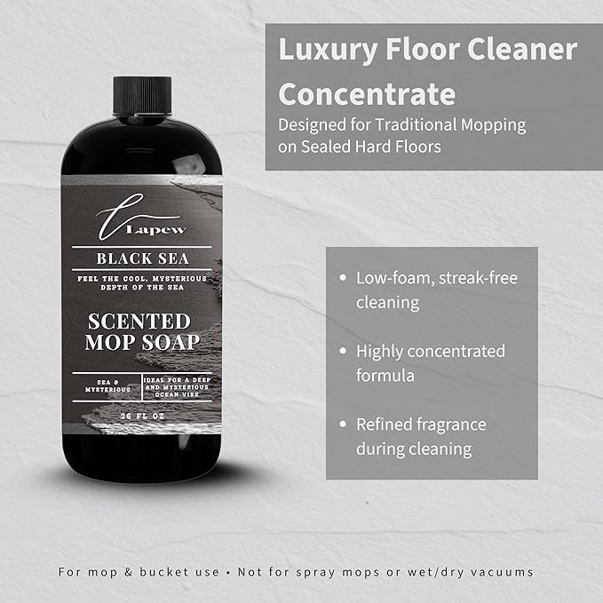 Lapew Black Sea Scented Mop Soap - Luxury Floor Cleaner Concentrate for Mopping Tile Laminate Vinyl &amp Hardwood | Streak-Free Low-Foam | 36 oz