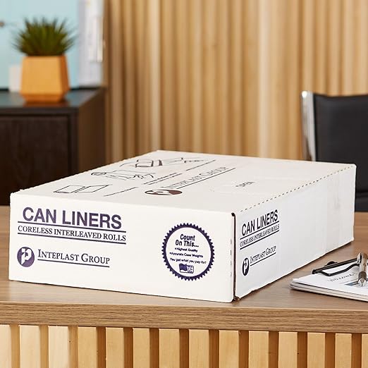 Inteplast Trash Can Liners Extra Heavy Plus Duty - Star-Sealed Bottom 1.1 mil - Gray 45 gal Capacity 38 in x 58 in