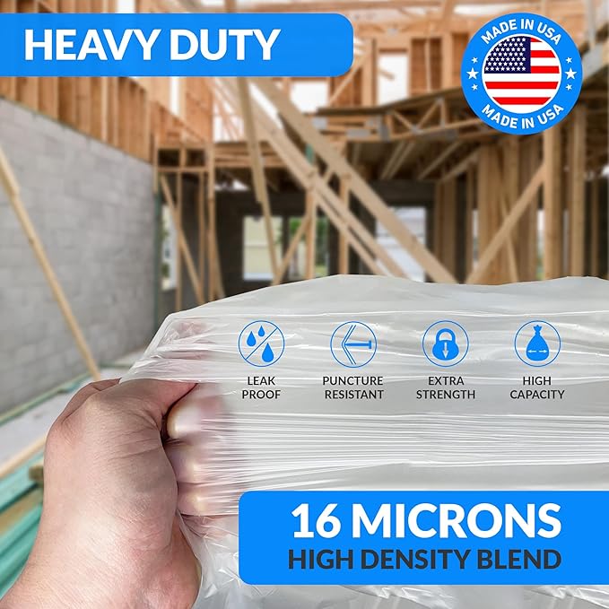 Reli. 50 Gallon Trash Bags Heavy Duty (50 Count) | Clear | Twist Ties Included | Extra Tough Leak-Proof Garbage Bags | Ideal for Large Clean Ups