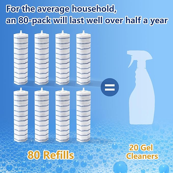 80 Count Toilet Wand Refills for Clorox Disposable Toilet Brush Head with Rich Foaming Extra Thick Triple-layer Refills Strong Cleaning &amp Scrubbing Power Disposable Toilet Cleaning System