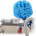 Extended Reach Cobweb Duster with 8-Foot Pole - Medium Bristle Brush for Ceiling Wall and Indoor/Outdoor Cleaning Lightweight Stainless Steel (10FT)