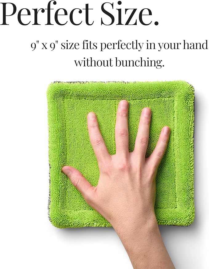 3-Pack 9”x9” Glass Flip Towel 1600 GSM Streak Free Lint Free for Car Detailing and Auto Glass Cleaning Dual-Color Gray &amp Lime Premium Microfiber Cloths