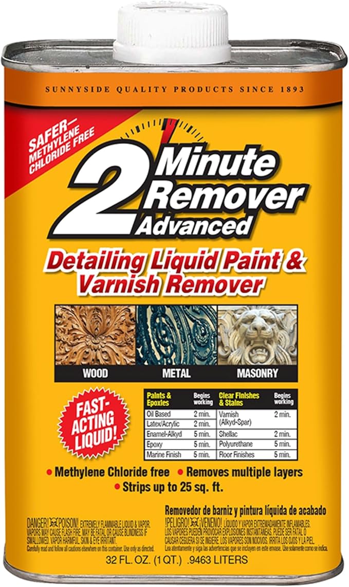 Sunnyside 63532 2-Minute Remover Advanced Paint &amp Varnish Remover Liquid Quart