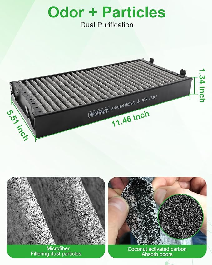 2pcs Set Cabin Air Filter Fit for BMW X5 V8-4.8L (2007-2010) for BMW X6 (2008-2019). Replace 64116945594 64119248294