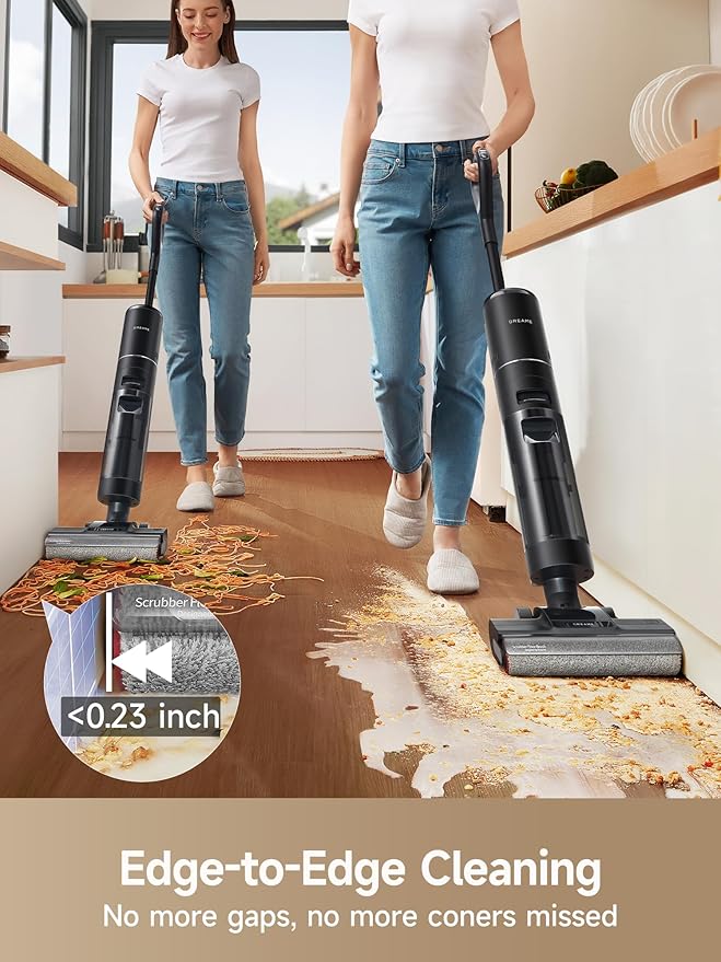 DREAME H12 PRO Vacuum Mop Wet Dry Vacuum Cleaner for Hard Floor Vacuum and Mop at The Same Time for Wet &amp Dry Messes Auto Self-Cleaning Edge to Edge Cleaning with Hot Air Drying