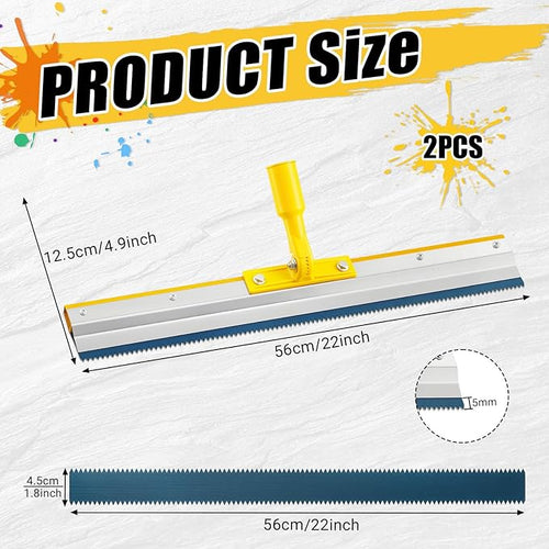 2 Pack 22 Notched Squeegee for Epoxy with 5mm Serrated Blade for Self Leveling Cement Urethane Epoxy Floor Tools