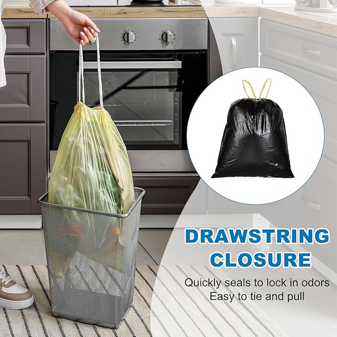 uxcell 160 Count Trash Bags with Drawstring 5.2 Gallon Garbage Bags Unscented Bathroom Trash Can Bin Liners Tear-Free Design for Home Office Kitchen Living Room Bedroom Car Pink