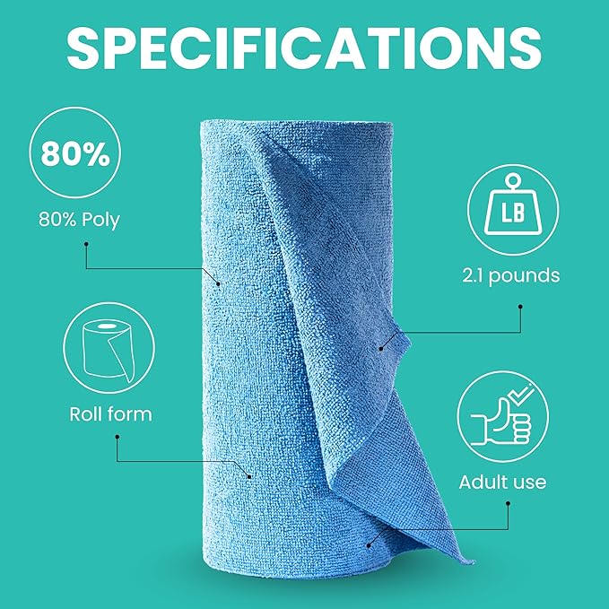 Microfiber Cleaning Cloth Roll Tearaway 50 PCS Tear Away Towels Reusable &amp Washable Ultra Absorbent 12 x 5.5 Dish Rags for Car Home Kitchen  200 GSM Thickness Paper Towel Alternative