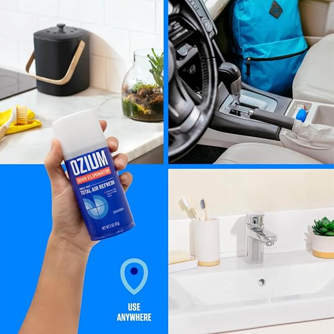 Ozium Air Sanitizer 2 oz Car Fogger: Single-Shot Smoke Odor Eliminator &amp Car Air Freshener (Original+That New Car Smell 2 Pack Variety)