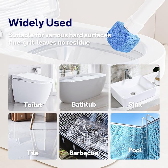 8 Pack Pumice Stone Toilet Bowl Set with 18 in Extra Long HandleWhite Holder Case8 Pack in 2 Cans Pumice Stone Toilet Refills Heads