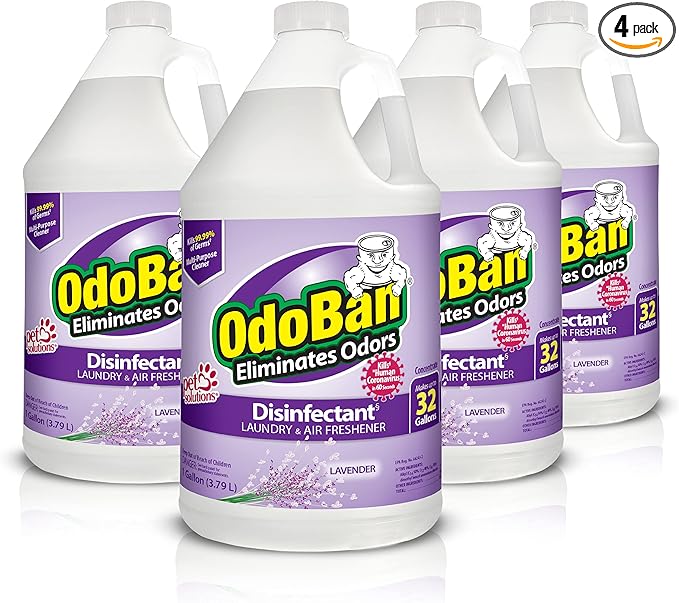 OdoBan Disinfectant Concentrate and Odor Eliminator Made in the USA Lavender Scent 4 Gallons