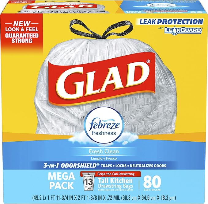 Glad OdorShield Trash Bag White 80 Count