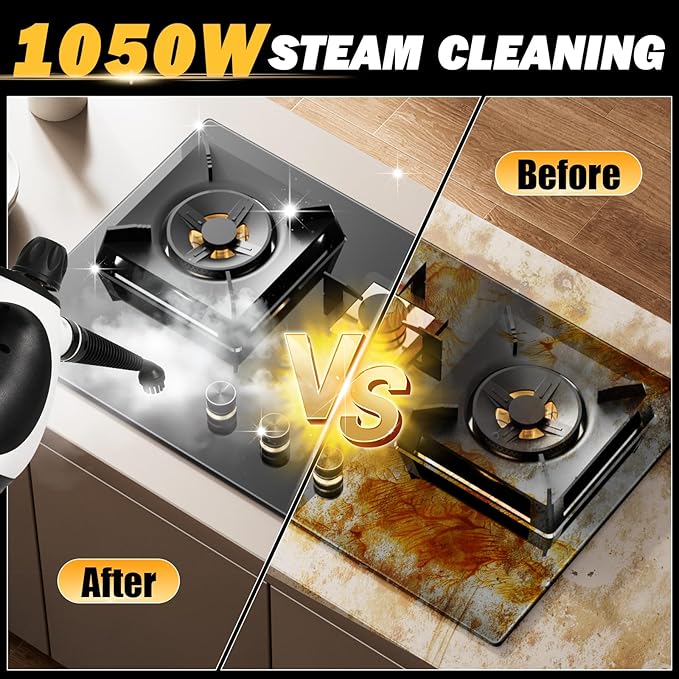 Pressurized Handheld Steam Cleaner for Home with 12 pcs Accessories Multi-Surface Natural Steamer for Effective Cleaning Fast Heating for Cleaning Home Furniture Car Grout Window
