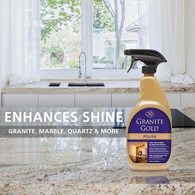 Granite Gold Water-Based Sealer Spray Protection for Granite Marble Travertine &amp Polish Spray Streak-Free Shine for Granite Quartz Marble Travertine