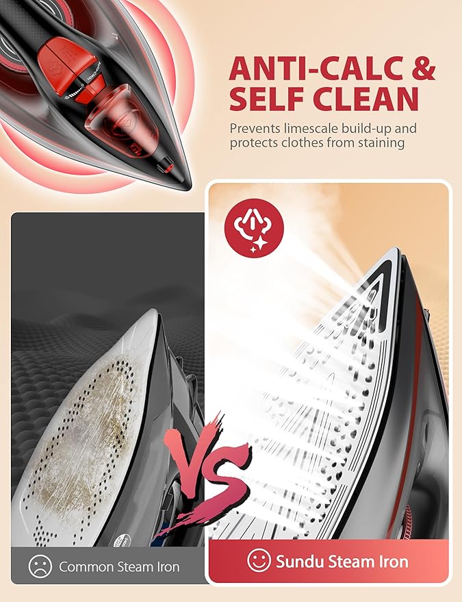 Steamer Iron for Clothes Portable 2 In 1 Travel Handheld Garment Steamer 100ml Water Tank 1100W Light Steam Iron Large Ceramic Heat Panel for Home &amp Global &amp Europe Traveling