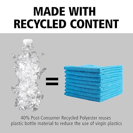Rubbermaid Commercial Products HYGEN r-40 Recycled Microfiber Cloths 16 X 16 Blue 24-Pack Durable Lint-Free Wet-Dry Cleaning for Home Applianes Cars Custodial Spaces Housekeeping Glass