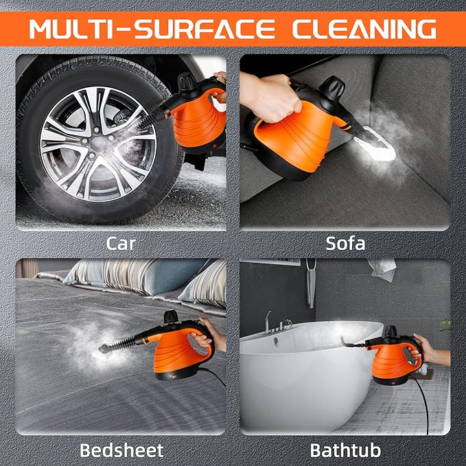 Handheld Steam Cleaner Steamer for Cleaning 350ml Large Capacity Multi-Purpose Steam Cleaners for Home Use with 9-Piece Accessories Powerful Steam Cleaner Machine for Home Auto Patio More