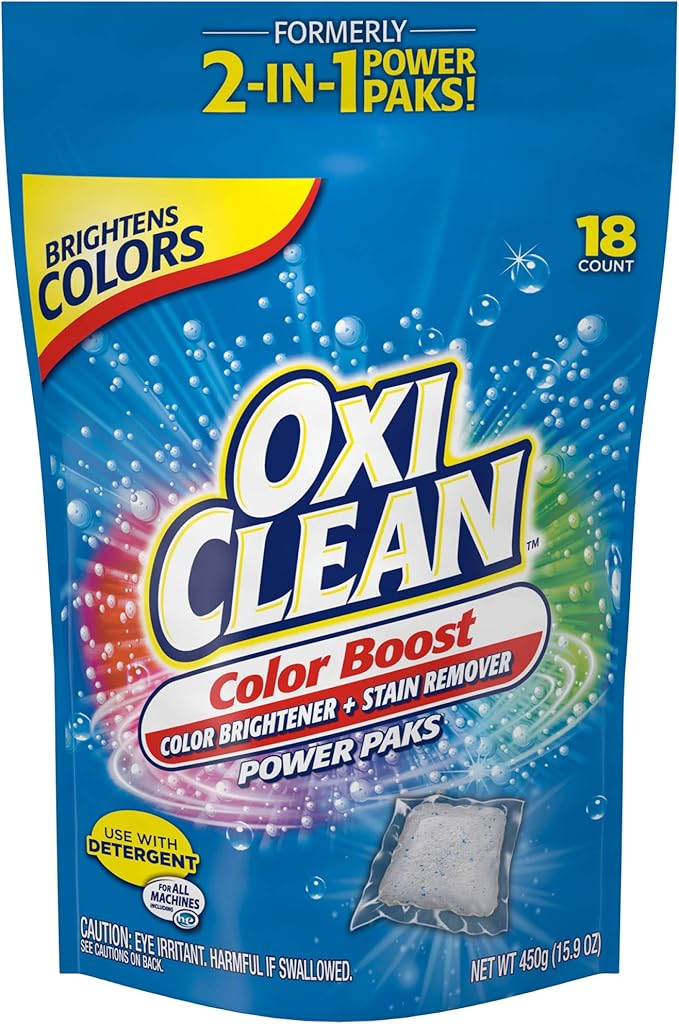 OxiClean Color Boost Color Brightener plus Stain Remover Power Paks 18 Count (Packaging may vary)
