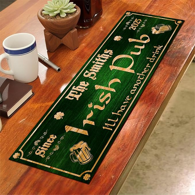 THUYPT Personalized Irish Bar Mat Dish Drying Mat for Irish Pub St Patrick's Day Decor Bar Shamrock Spill Mat Kitchen Counter Accessories Home Bar Decor St Patrick's Day (05)