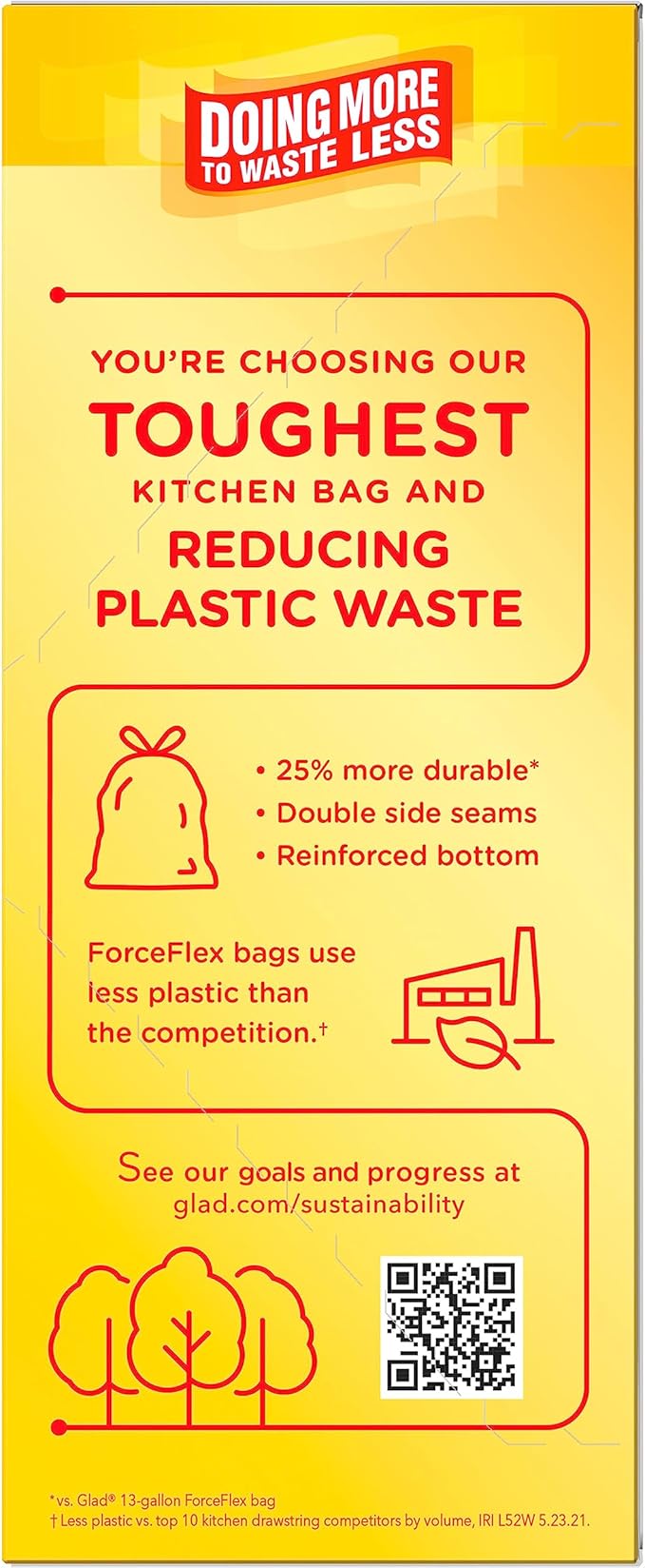 Glad ForceFlex MaxStrength XL Trash Bags 20 Gal Fresh Clean 30 Ct (Package May Vary)