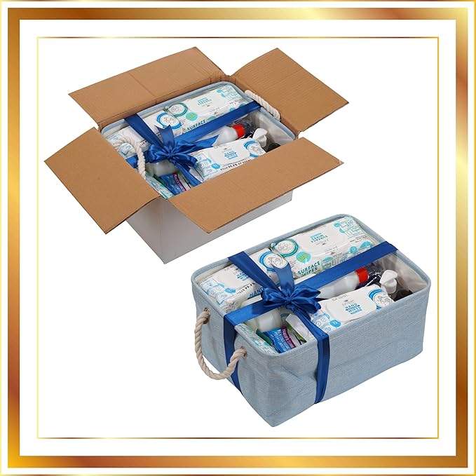 Luxury Cleaning Supplies Kit All In One Household Cleaning Essentials Set with Surface-Floor-Hand Cleaners Laundry Detergent Dish Soap Nice Gift for New Homeowners