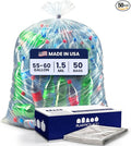 Plasticplace 55-60 gallon Trash Bags │ 1.5 Mil │ Clear Heavy Duty Garbage Can Liners │ 36” x 58” (50 Count) (T55415CL)