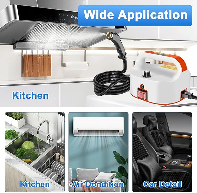 2500W Handheld Steam Cleaner High-Temperature Pressurized Steam Cleaner Grout Steam Cleaner High Heat Steamer for Cleaning Couch Floor Tile Bathroom Microwave Mattress Bed Bugs Windows