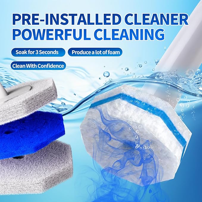 Disposable Toilet Brush Set with 60 Replacement Heads Toilet Cleaning Replacement Pads Starter Kit with Storage Case for Deep Cleaning and Hygienic Bathroom Maintenance