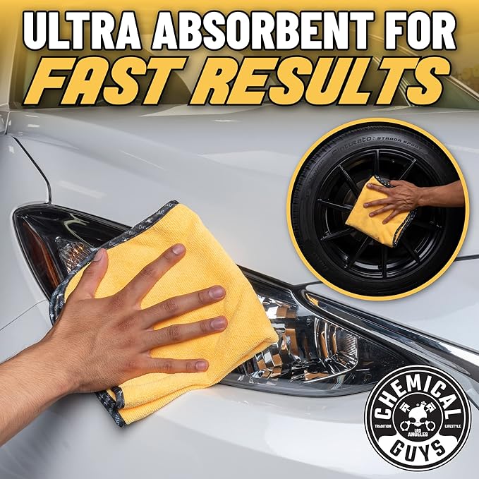 Chemical Guys Professional Grade Premium Microfiber Towels for Cars Gold 16 x 16 Ultra-Soft and Scratch-Free Car Detailing Cloths for Trucks Motorcycles and More - 12 Pack