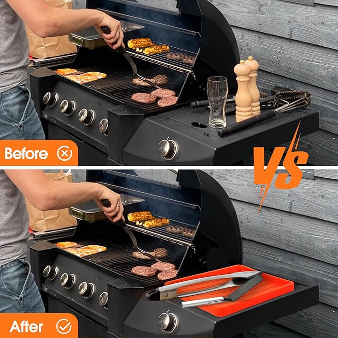 Upgraded Griddle Cleaning Kit for Blackstone 18 Pieces Flat Top Grill Accessories Cleaner Tool Set with Scraper Heat-Resistant Silicone Spatula Mat with Hanger Grill Brick Scouring Pads