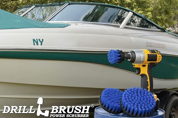 Kayak - Canoe - Yacht - Raft - Drill Brush - Boat Accessories - Fiberglass - Hull Cleaner - Cleaning Supplies - Pond Scum Oil Residue Weeds Barnacles Oxidation - Spin Brush Kit